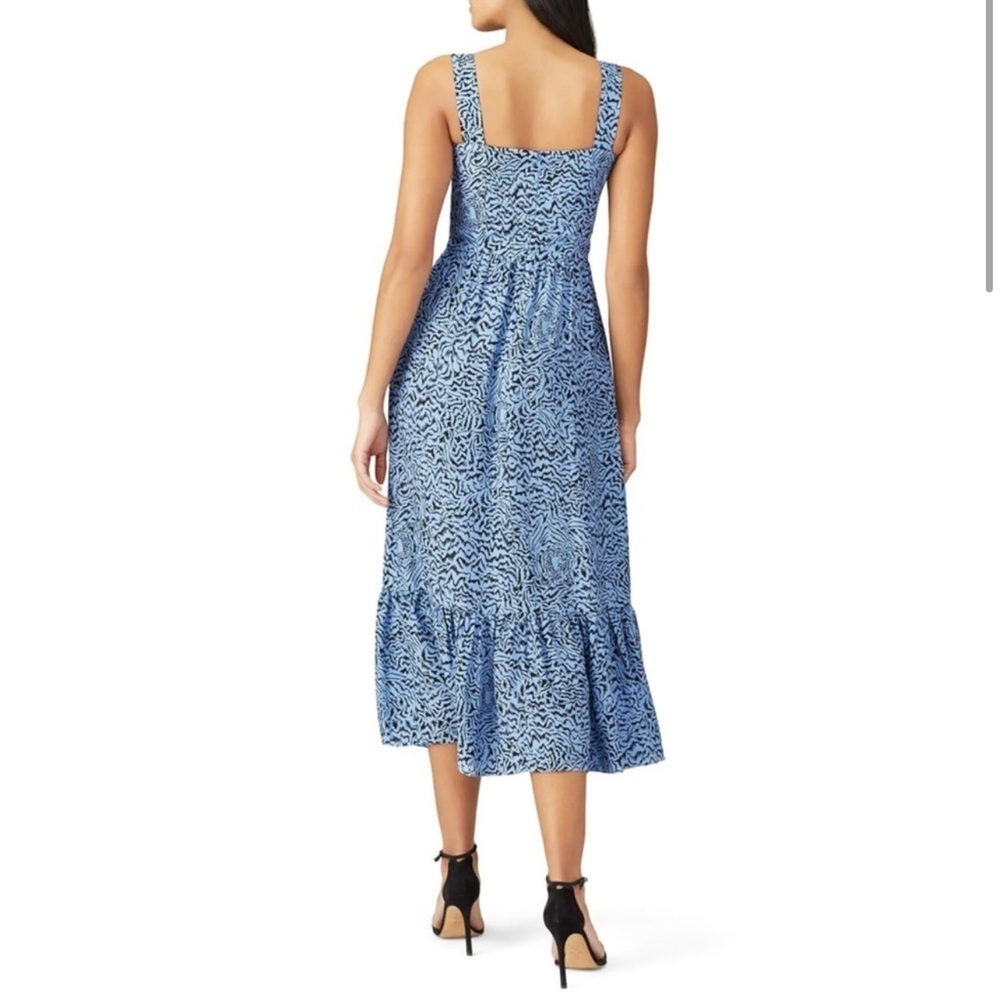 HVN Olympia Blue Silk Tiger Print Midi Dress - Picture 7 of 10
